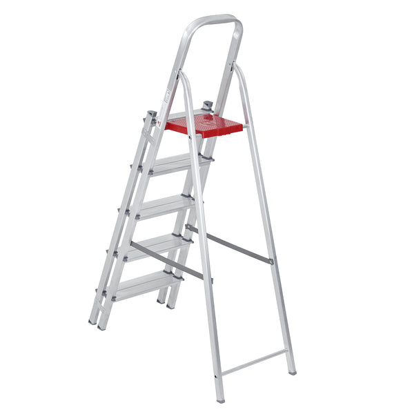 Escada De Alumínio Dupla 5 Degraus Natural 120kg Reisam