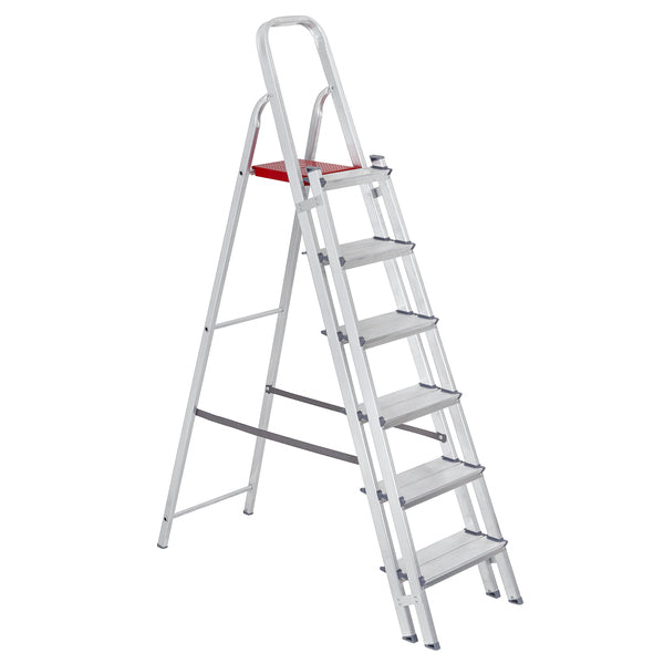 Escada De Alumínio Dupla 6 Degraus Natural 120kg Reisam